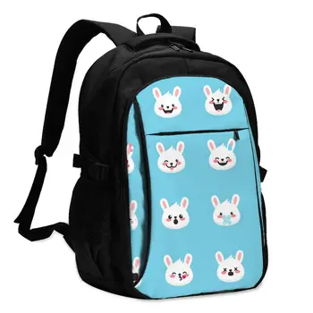 

Bags School Bags For Boy Girl TeenagerCute Rabbit Emoticons USB Charge Computer Laptop Back Pack