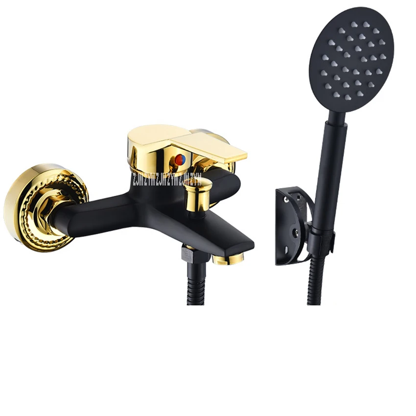 black gold kit 2 JACK-8008 Европейский стиль коммерческий отель матовый медный ручной душ Набор Бытовой Настенный дождевой Душ Набор ABS душ - Цвет: black gold kit 2