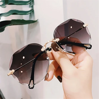 

TTLIFE 2020 Fashion Oversized Rimless Sunglasses Women Famous Luxury Brand Design Sexy Diamond Square Sun Glasses For Female