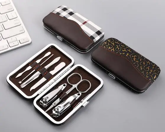 Stainless Steel Nail Manicure Sets Nail Tool Set 7 pcs Set Manicure Nail Scissors Tool Manicure Kit for Personal Hygiene
