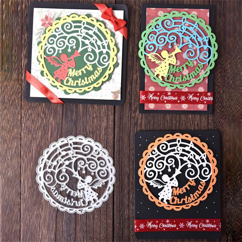 

DiyArts Merry Christmas Cutting Dies Angel Circle Frame Metal Dies Scrapbooking Album Embossing Stencil Craft Die Cut Card Decor