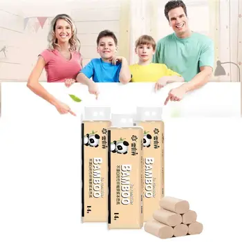 

14 Rolls Natural Bamboo Pulp Roll Paper Toilet Paper 4 Layer Thickened Soft Strong for Toilet,Towels,Home,Kitchen RVs