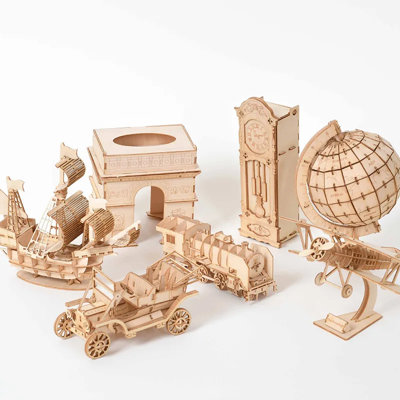 DIY, биплан, Дрон, самолет, часы, автомобиль, игрушки, 3D, деревянная головоломка, игрушка в сборе, модель, дерево, ремесло, наборы, украшение стола для детей