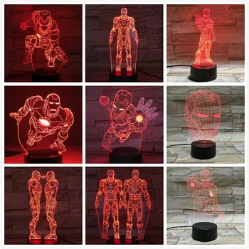 

3D Lamp Marvel Comics Superhero Iron Man Child Night Lamp Room Deco Boys Kids Table Lamp Ironman 3d Led Night Light The Avengers