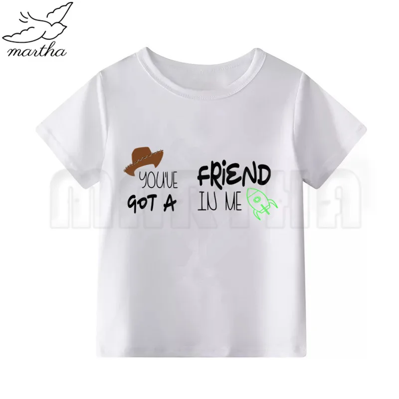 Футболка с надписью «Boystoy Story You 've Got A Friend In Me» летняя детская футболка для мальчиков, топы для маленьких девочек, детская белая футболка - Цвет: WhiteD
