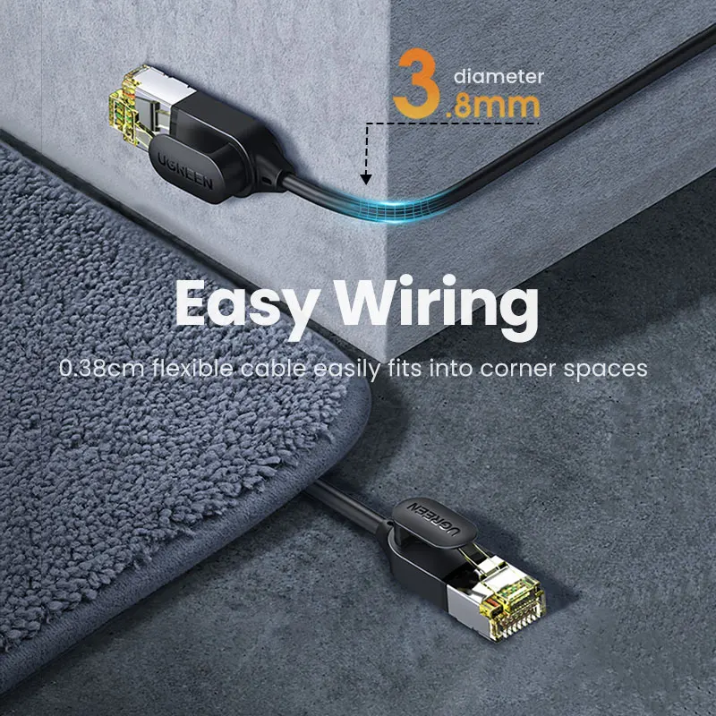 Кабель Ethernet UGREEN CAT7 10 Гбит/с кабель Mini Slim диаметр 0 38 мм провод RJ45 для ноутбуков PS 4