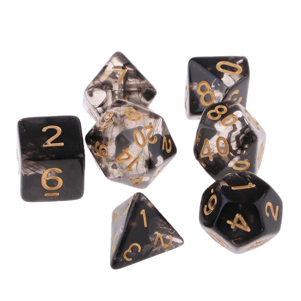 7Pcs Multi-Sided Dice for Dragons and Dungeon Board Game Play Gaming Cube