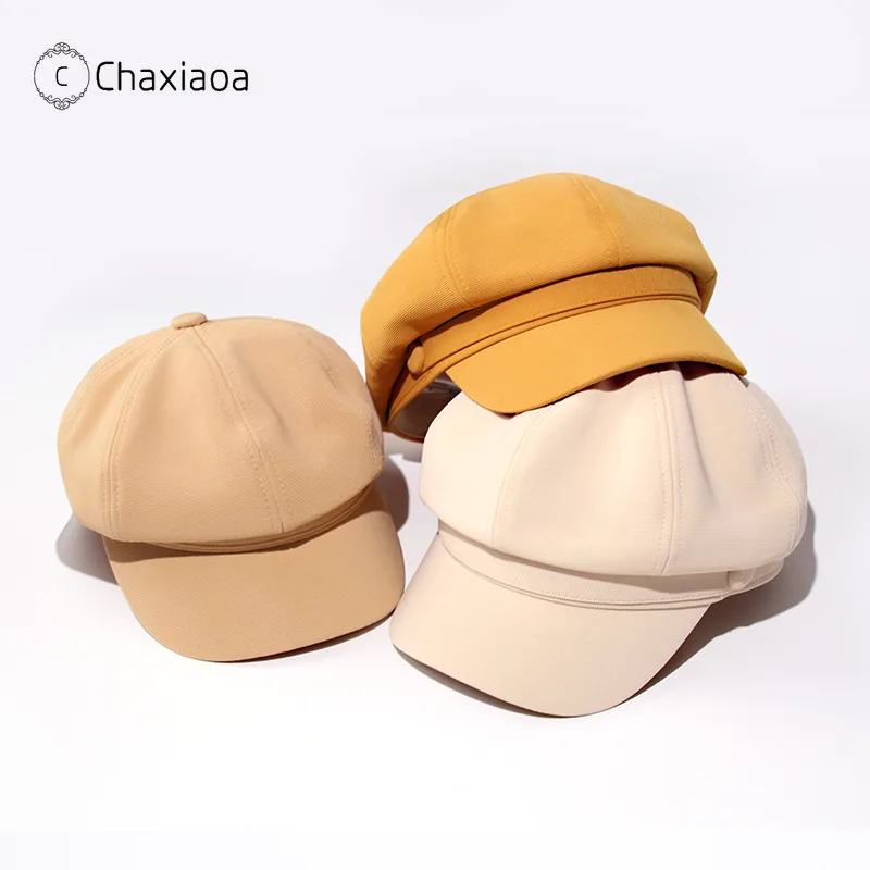 Женский берет CHAXIAOA сезон зима-осень восьмиугольный шапки Стильные Шапки