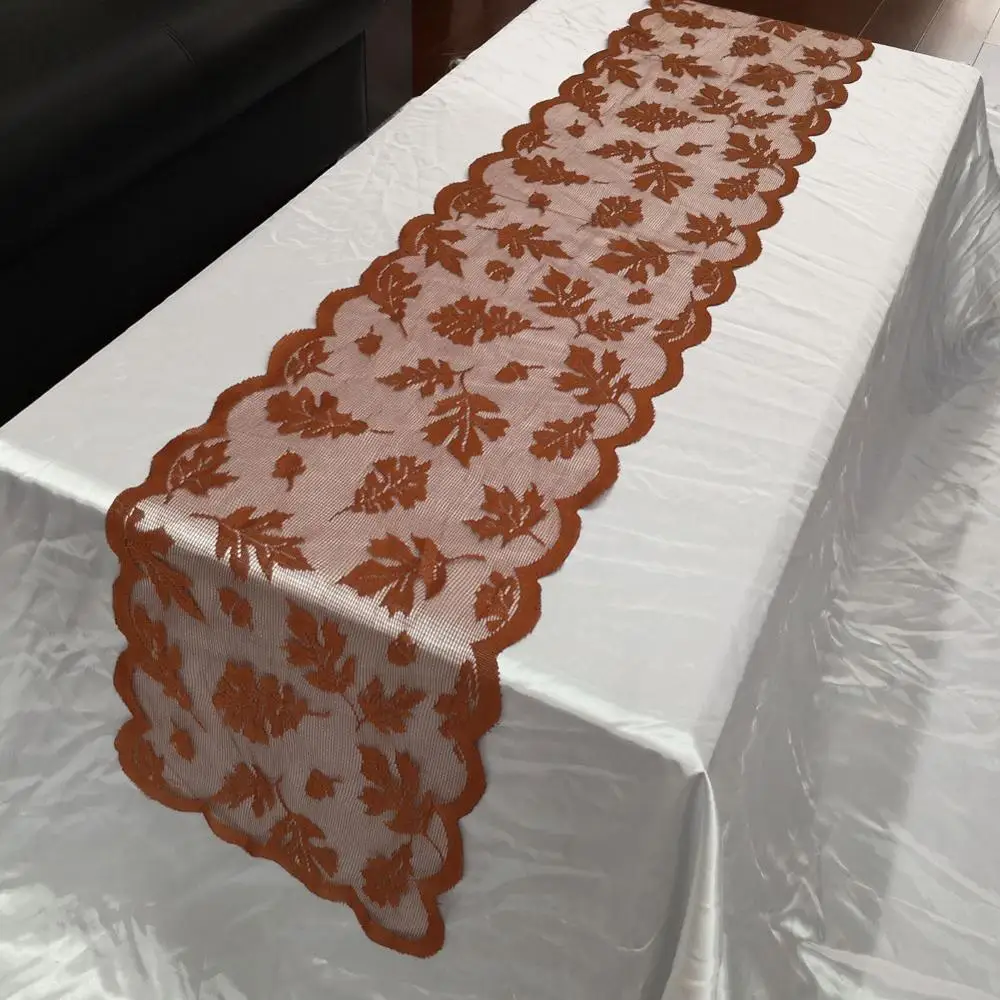 

Autumn Maple Leaf Table Runner Thanksgiving Day Decoration Golden Maple Leaf Lace Table Coffee Table Bar Table Coffee Table Pad