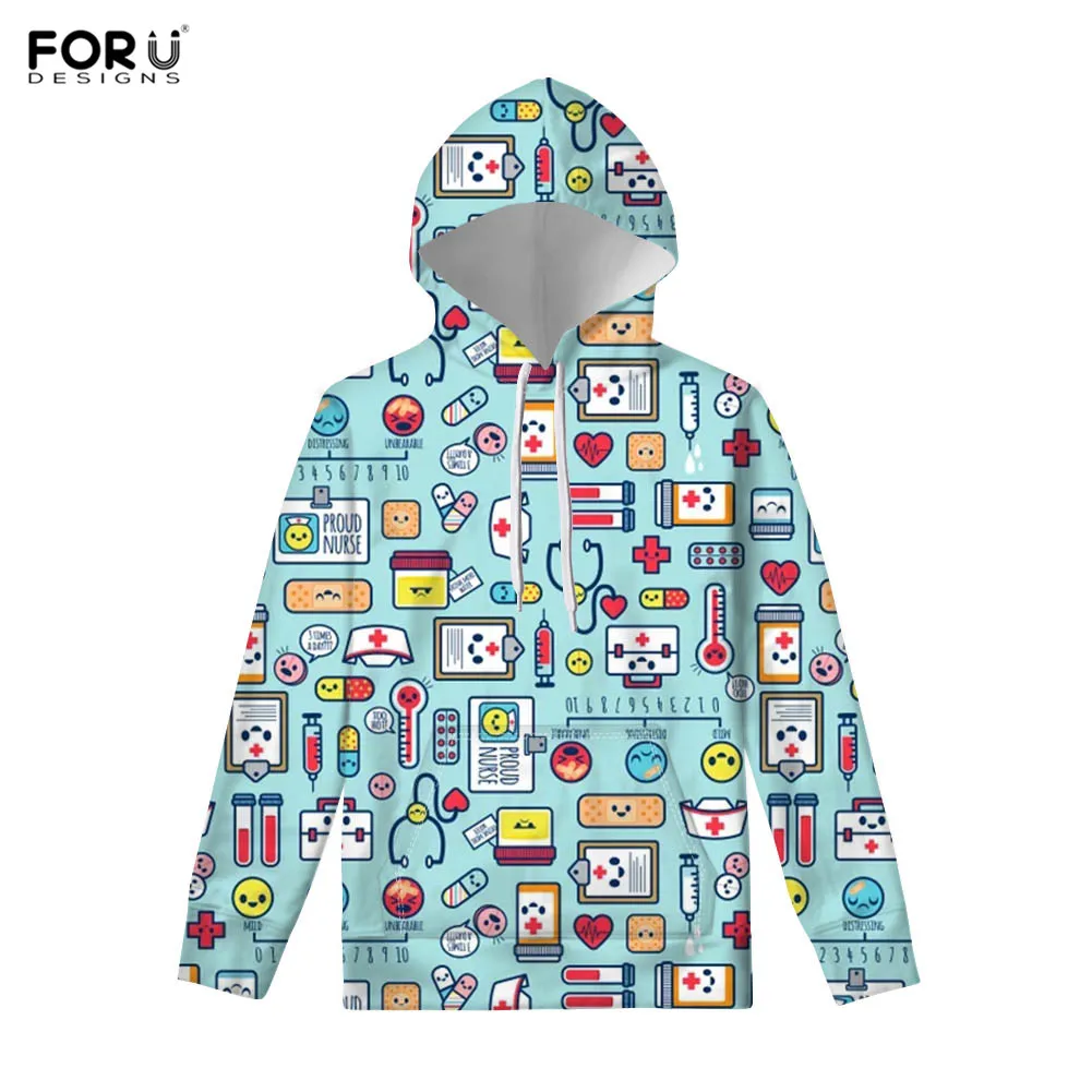FORUDESIGNS/медсестры, медицинские принты, женские толстовки, повседневные пуловеры, худи, Женская толстовка с длинным рукавом, толстовки, одежда для пар - Цвет: HXA262Z72