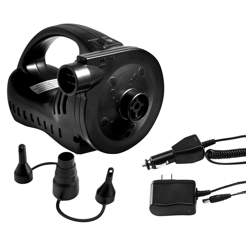 

Rechargeable Portable Electric Air Pump for Inflatables Raft Bed Boat with 3 Nozzles US Plug
