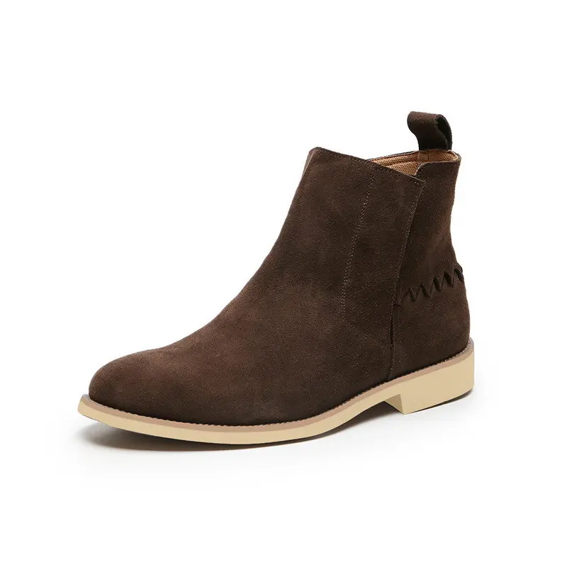 ERRFC New Arrival Mens Khaki Chelsea Boots Fashion Business Leisure British Designer Man Short Ankle Boots Plus Size 46 47 Grey - Цвет: Коричневый