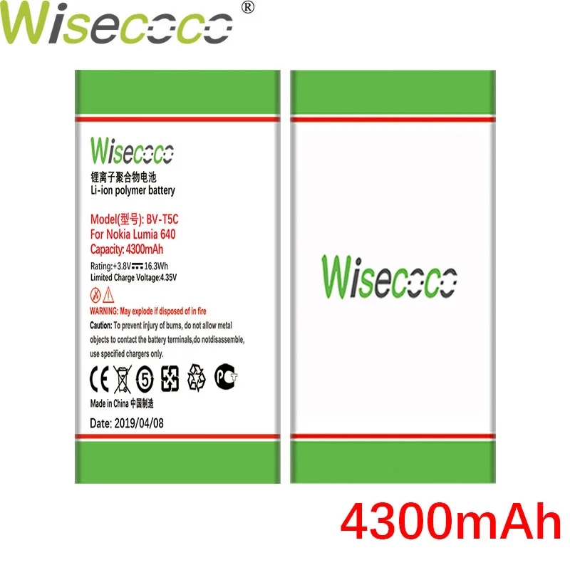WISECOCO 4300 мАч BV-T5C батарея для Nokia Lumia 640 RM 1113 1073 Dual 1077 телефон последняя продукция батарея+ номер отслеживания