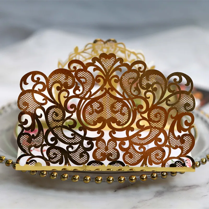 10/20Pcs Weiß Gold Perle Papier Laser Cut Hochzeit Einladungen Karte Europäischen Hochzeit Braut Dusche Dekor Geschenk Gruß karte Kits – Detail 6
