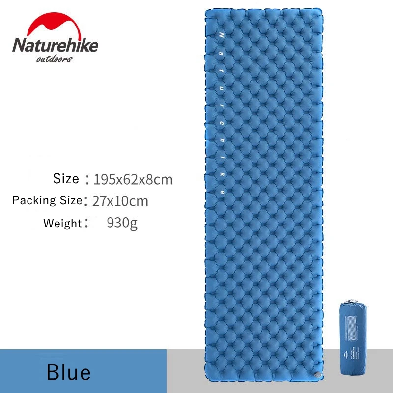 Blue Naturehike нейлон ТПУ коврик для сна портативный легкий двойной воздушные клапаны не боятся протечек надувной матрас, кемпинг коврик - Color: Blue