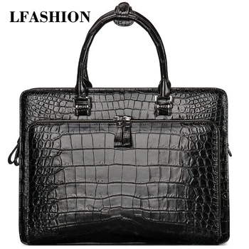 

Laptop Multifunction Men Briefcase Messenger Shoulder Bags Large Capacity travl Handbag Business crocodile Leather Computer Bags