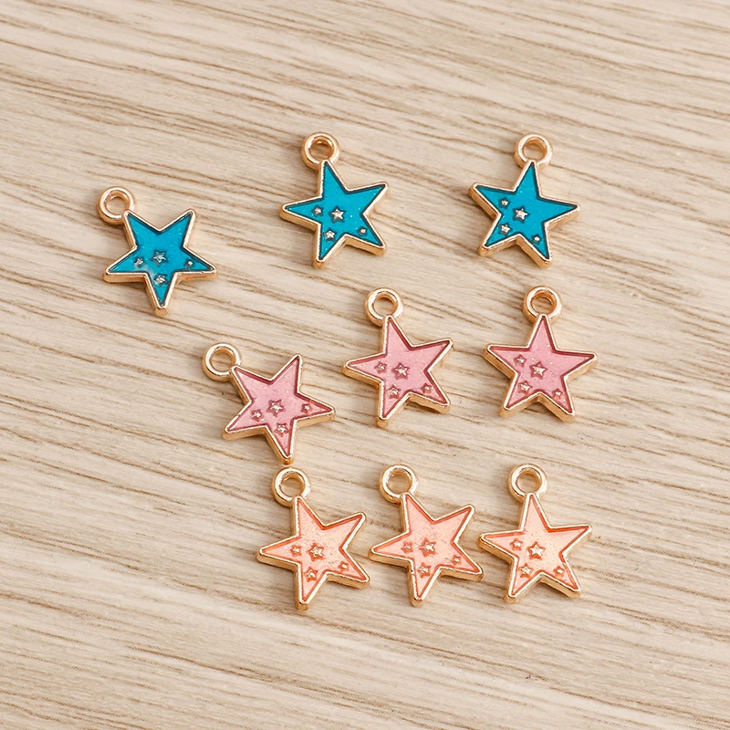 10pcs/lot Enamel Alloy Enamel Charms for Jewelry Making Cute Moon Star Sun Charms Pendant for DIY Necklaces Earrings Accessories