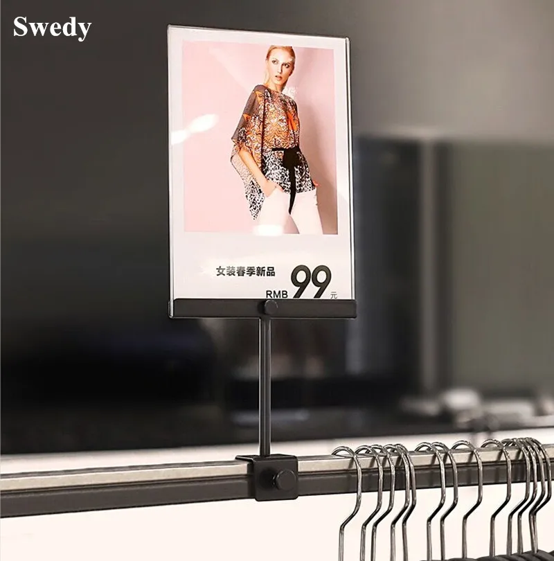 A4 Metal Adjustable Sign Holder Poster Stand 8.5x11 inch Shelf Clip Label Holder Frame Promotion Price Advertising Display Stand