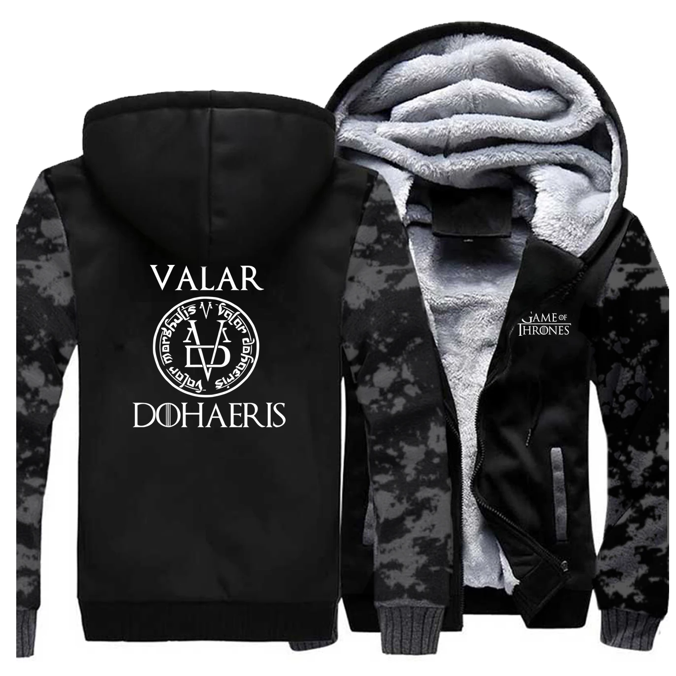 Зимняя Игра престолов, Мужская Толстая Флисовая теплая куртка Valar Dohaeris Morghulis, мужские куртки и пальто, толстовка с капюшоном, спортивная одежда