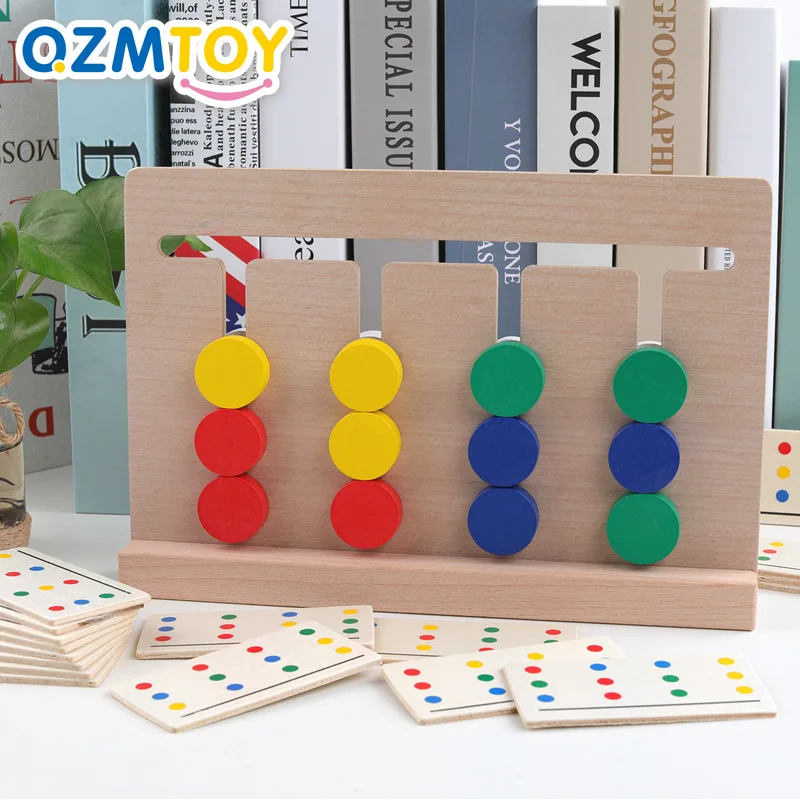 Douyin Celebrity Style Wooden Montessori Teaching Aids Macarons Geometry Four Colors Game Kai Logical Thinking Azimuth Training