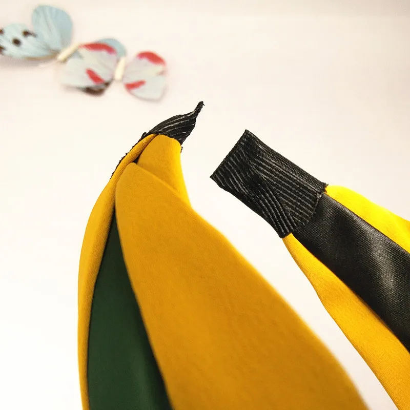 Korean-style New Style Hair Accessories Double Color Fabric Hair Bands Elegant Cross Knot Wide Headband Boutique Headdress