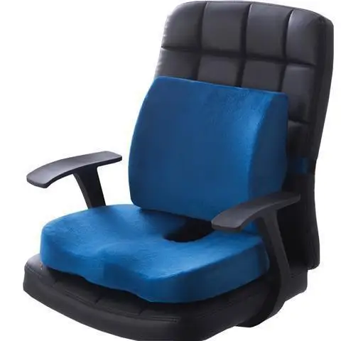 2 в 1 бамбуковое волокно с эффектом памяти, подушка для сиденья, Подушка для спины, медленный отскок, поддержка талии, набор для дома, офиса, забота о здоровье, Подушка для стула - Цвет: Blue set