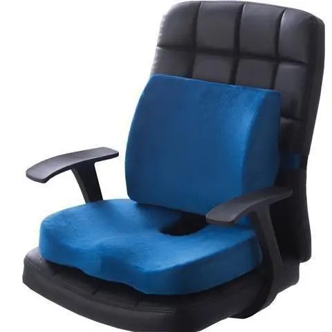 2 In 1 Bamboo Fiber Memory Foam Seat Cushion Back Cushion Slow Rebound Waist Support Set for Home Office Health Care Chair Pad 