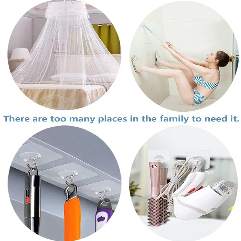 20Pcs 6x6cm Transparent Strong Self Adhesive Door Wall Hangers Hooks Suction Heavy Load Rack Cup Sucker for Kitchen Bathroom