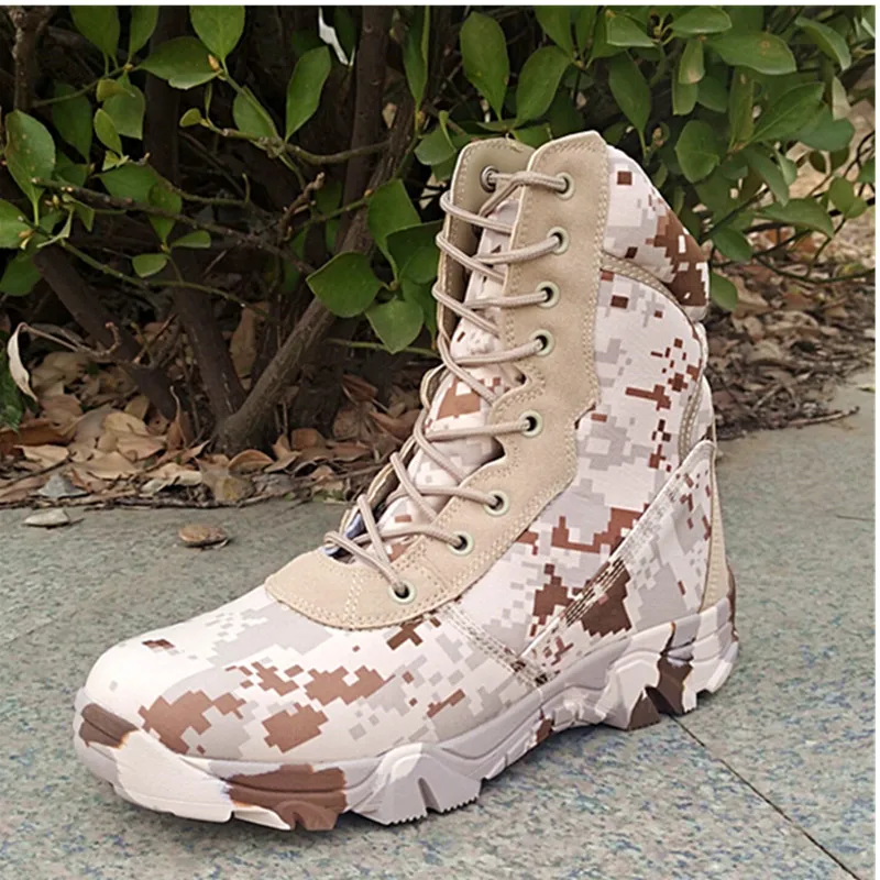 

Mens Boots Hunting Shoes Outdoor High-Top Trekking Hiking Rubber Tactical Sneakers Non-Slip Durable Army Boots Big Size 38-46