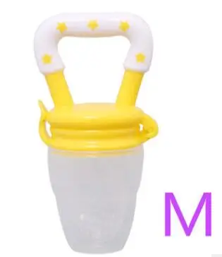 Pig Handle Pacifier Feeder for Baby Food Grade Silicone PP Training Nipple Milk Fresh Fruit Nibbler Teat Pacifier Bottles - Цвет: yellow white M