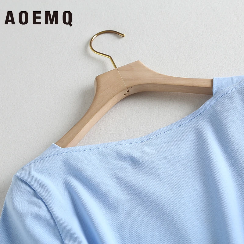 AOEMQ, модные футболки, повседневные, расслабляющий стиль, футболки, летняя одежда для водной вечеринки, рубашки, хлопковые, дышащие, женские топы для девочек