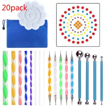 

20pcs/set Mandala Dotting Pen Tools Set for Nail Art Painting Craft Stencil Tray X6HB