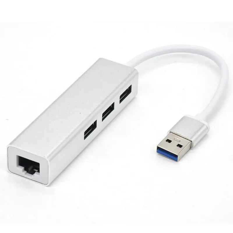 Алюминиевый USB3.0 Gigabit LAN+ 3 портовый концентратор USB до 3,0 RJ45 Gigabit LAN с 3 хабом Многофункциональный гигабитный кабель NIC