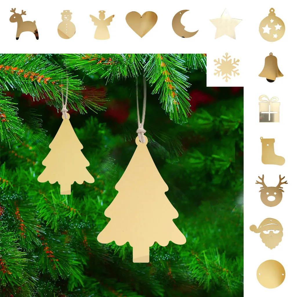 

2019 New Christmas Art Acrylic Mirror Pendant DIY Christmas Tree Pendant Home Decor #YC091