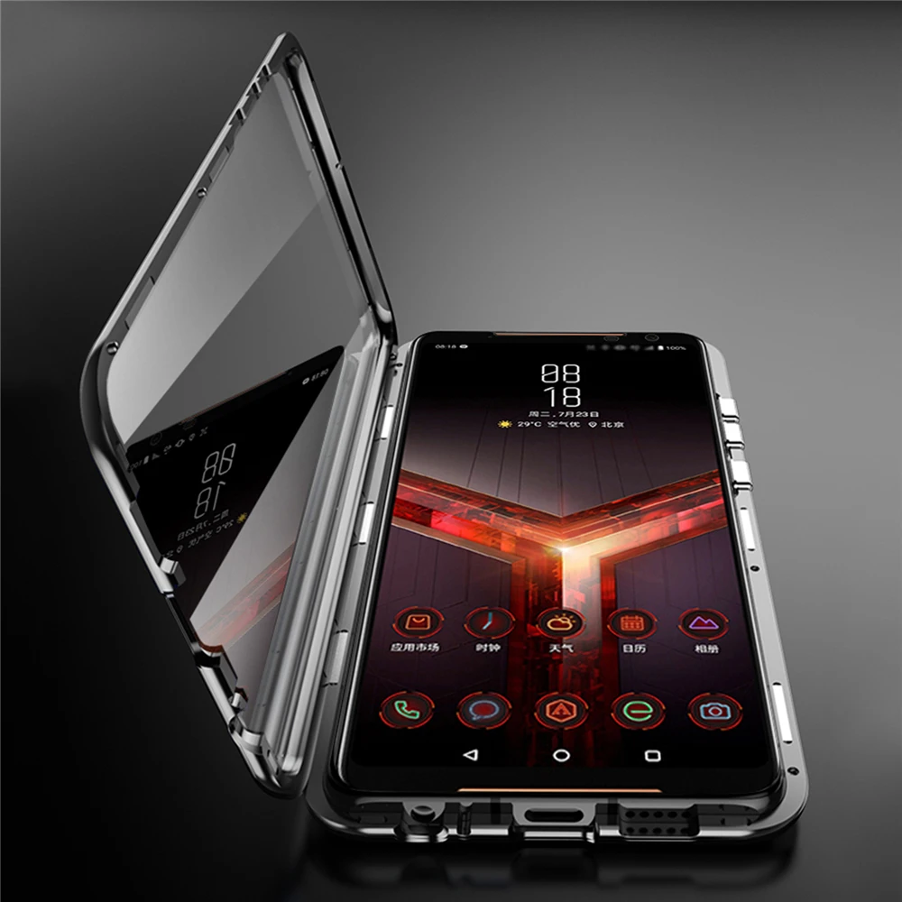 Двусторонний чехол из закаленного стекла для телефона для ASUS ROG Phone II 2/ZS660KL Прозрачный чехол для телефона с магнитным покрытием передняя и задняя крышка