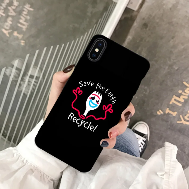 Forky мультфильма «История игрушек», чехол для телефона для samsung Galaxy S10 S9 S8 S7 S6 рlus Lite край мягкая задняя крышка футболка с изображением персонажей видеоигр Coque - Цвет: Color 1Black