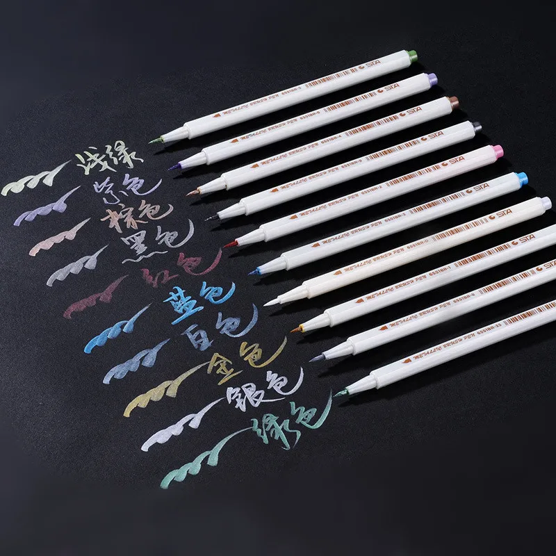 10 Colors Fineliner Metallic Marker Pen DIY Crafts Card Making Brush