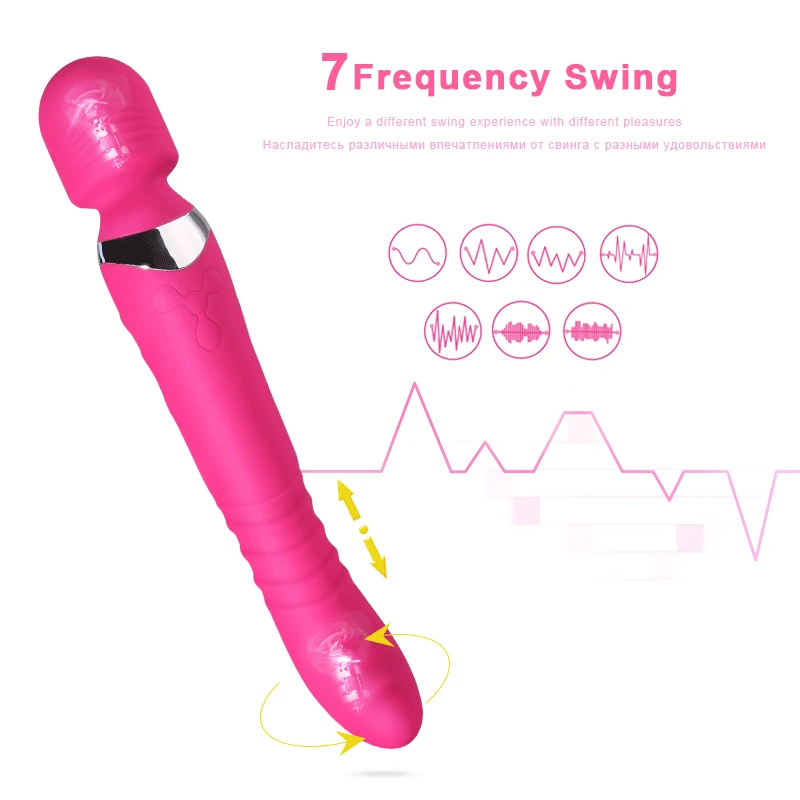 7 Speed Heating Vibrator Rotation thrusting dildo AV Magic Wand Massager G spot Vibrators Clit Stimulator sex toys for Women 3