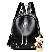 Женский Противоугонный водонепроницаемый корейский стиль заклепки Повседневный модный рюкзак Pu мягкий кожаный женский нейлоновый рюкзак