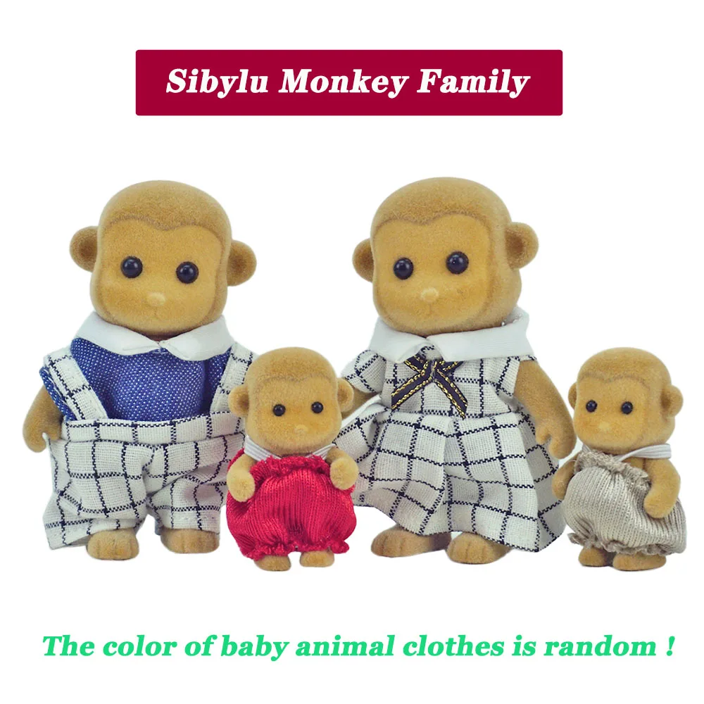 

2022 New Kids Toys DollHouse Accessorie 1/12 Forest Animal Miniature Doll 3 Inch Sibylu Monkey Family Collectible Toys For Girls