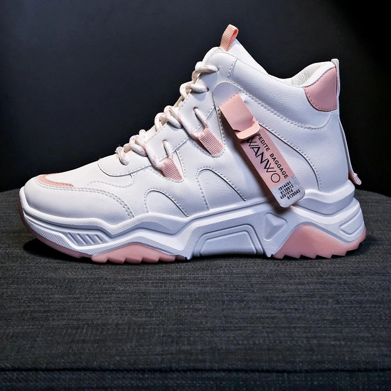 

2020 new autumn and winter high top sports shoes female Korean version fleece thickened middle school students tide shoes