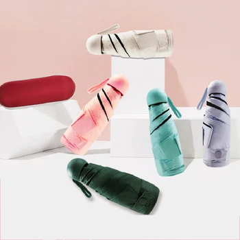 

New Mini Capsule umbrella Five-folding Sun protection Wind Resistant Umbrella Rain Women Windproof women pocket Umbrellas