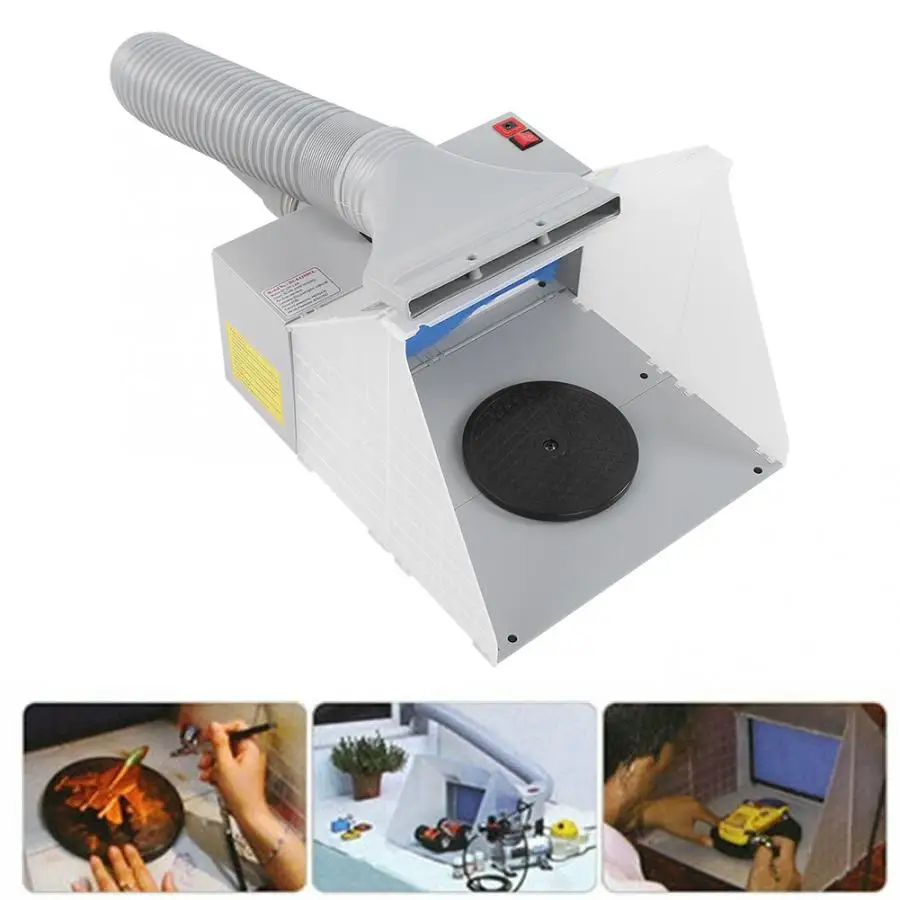 Juego de Extractor de pulverización de aerógrafo portátil HS-E420DCLK cabina de pulverización, filtro de escape, Kit de pintura con enchufe europeo y estadounidense para manualidades de Modelismo
