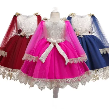 

3-12 year old teen girl dress wedding party princess Christmas dress girl party floral lace costume