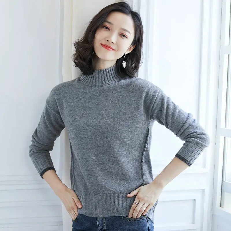 

Autumn Winter Women Essential Sweaters Wool Cashmere Knitted Pullover Inside Out Design Ripple Hem Knitwear Woman Soft Knit Top