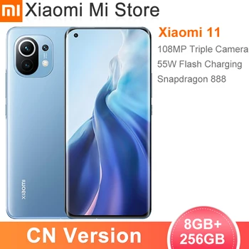 Перейти на Алиэкспресс и купить Китайская версия Xiaomi Mi 11 8 Гб оперативной памяти 256 ГБ ROM, Смартфон Snapdragon 888 Octa Core 108MP заднюю камеру 55W быстрая зарядка 4600 мАч