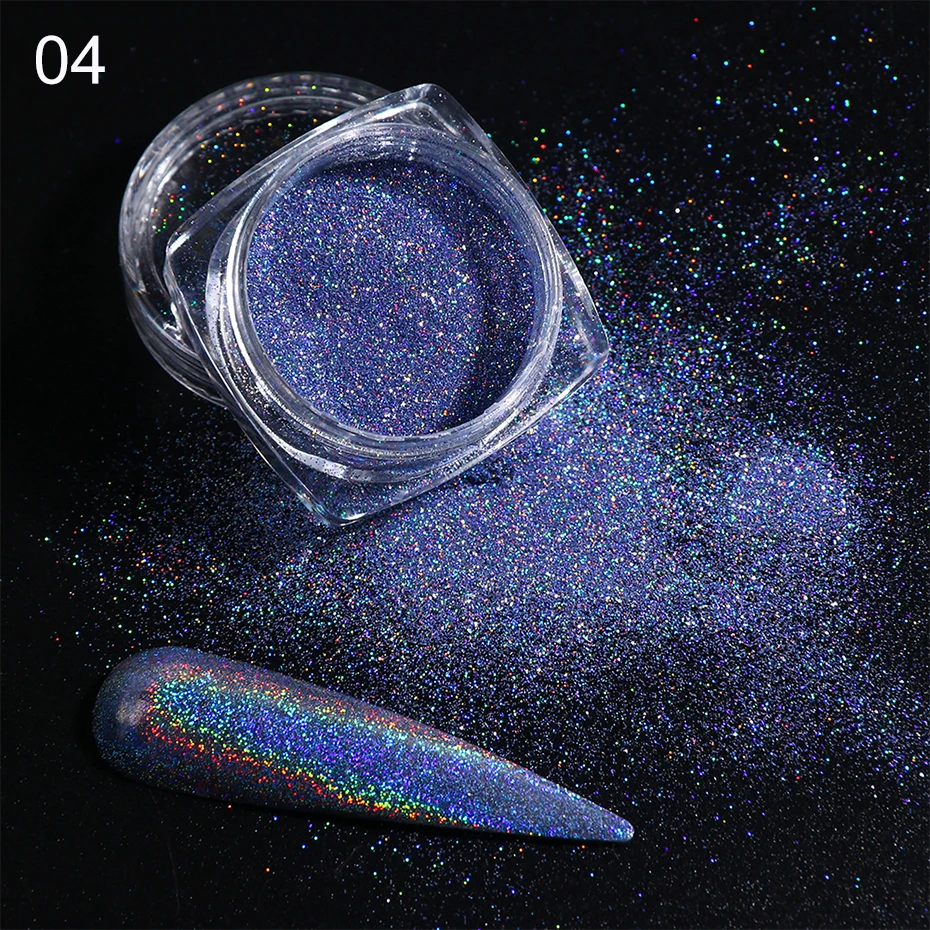 Holographic Nail Glitter Powder Laser Dipping Sequins Pigment Nail Art Gradient Mirror Chrome Dust Shining Polish Flakes BE1028-2 (8)