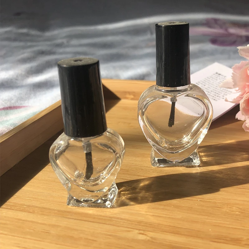 Heart 5ml 50 шт, 5 мл/10 мл/15 мл, мультяшная прозрачная стеклянная бутылка для лака для ногтей, пустая с крышкой, кисть, косметические контейнеры, стеклянные бутылки для ногтей - Цвет: Heart 5ml