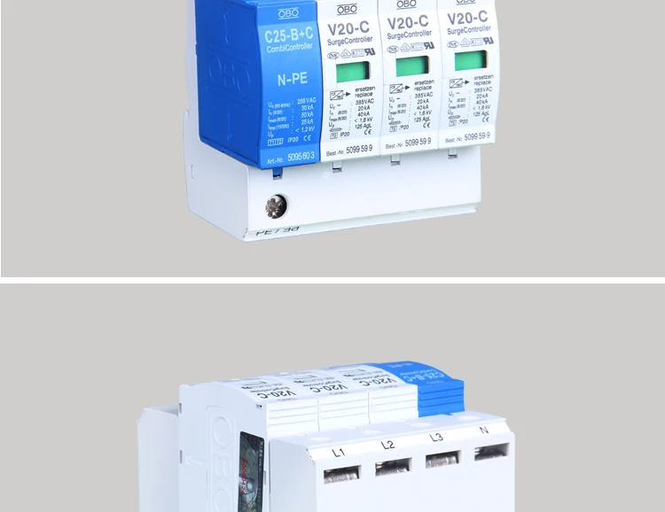 20-40KA Стабилизатор напряжения V20-C/3+ NPE Combi контроллер 385V AC сетевой контроллер din-рейка SPD стабилизатор напряжения