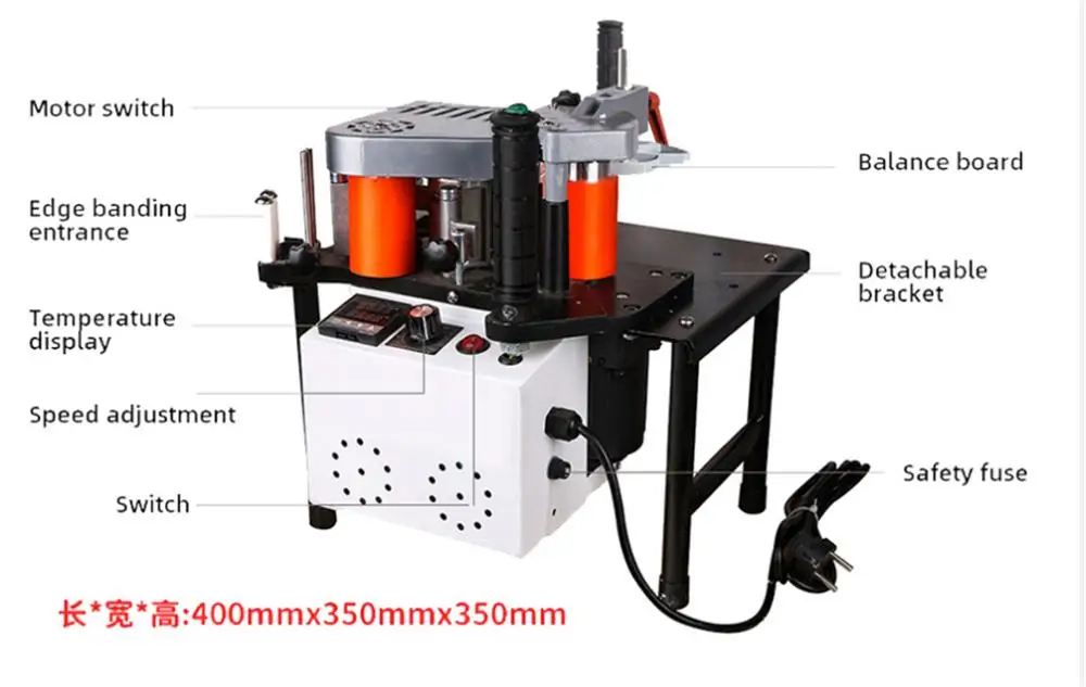 220V 1200W Manual Edge Banding Machine Double Side Gluing Portable Edge Bander Woodworking Banding Machine